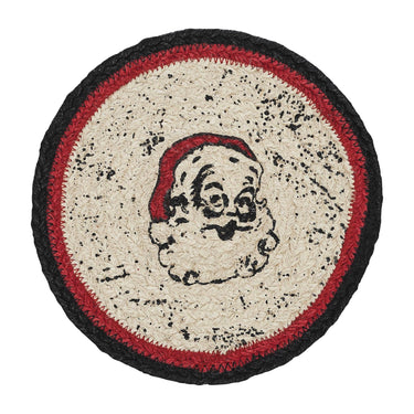 Jolly Ole Santa Jute Trivet 8 inch Diameter VHC Brands - The Fox Decor
